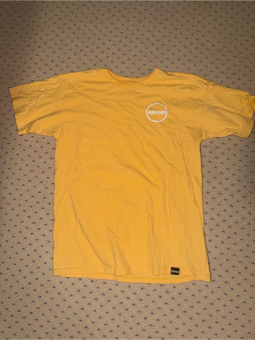 Men's Yellow Almost Skatebaording Logo Crew T-Shirt